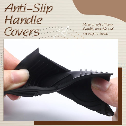 2 PCS Silicone Assist Handle Holder - Heat Resistant Pot Handle Covers for Kitchen Pot Pan - Black