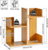 Short Bookshelf Small Desk Organizer - Unique Cactus Bookcase for Book Display and Small Plant Stand, Natural Wood Color