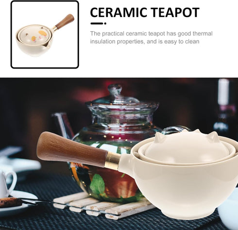 Hemoton Chinese Tea Set, Portable Gongfu Tea Set, Ceramic Tea Kettle, 360° Rotation Tea Maker, Porcelain Tea Dispenser