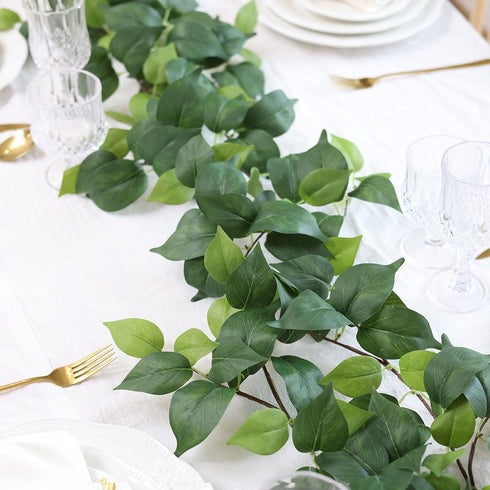 mizii 5 Pack 365" Artificial Scindaps Vines Garland, Fake Vine with Silk Green Leaves for Bedroom Wall Party Wedding
