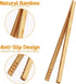 2 Pieces Bamboo Toast Tongs, 10.2 Inches Long Wood Tongs with Anti-slip Design for Cooking with Oil Coating
