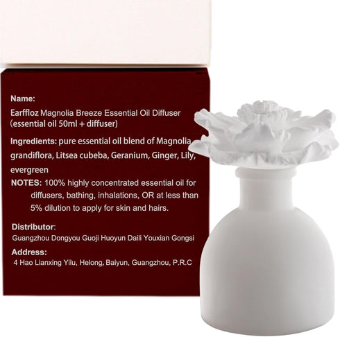 Essential Oil and Diffuser Gift Set, Magnolia Breeze, 1.7 fl.oz, 60-days Natural Air Freshener