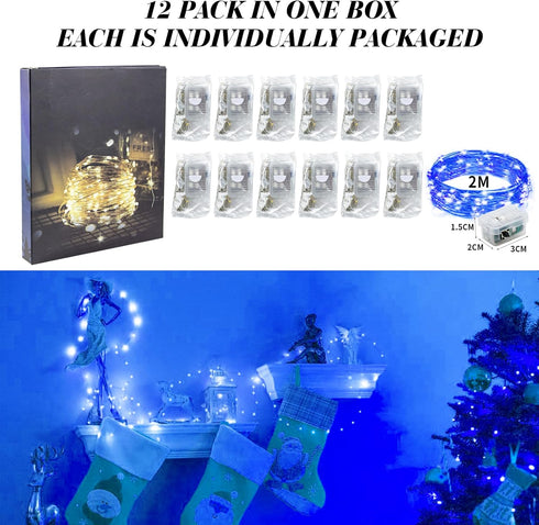 12 Pack 7ft 20 3 ZGWJ Fairy Lights Battery Operated, Mini LED Fairy String Lights Silver Wire Modes for DIY, Parties