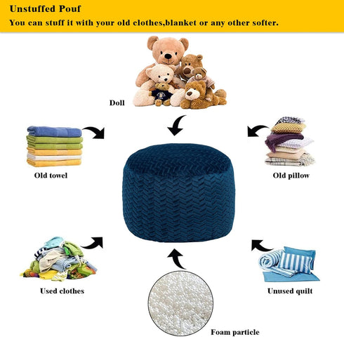 Asuprui Pouf Ottoman Unstuffed Ottoman Foot Rest Floor Pouf Round Pouf Seat Floor Bean Bag Chair Foldable Floor Chair