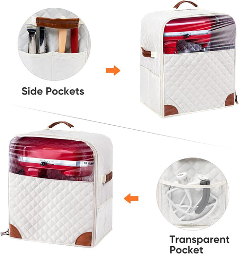 BAGSPRITE Stand Mixer Cover with Appliance Sliders, Compatible with KitchenAid Mixer, Storage Bag for 6/7/8 Quart