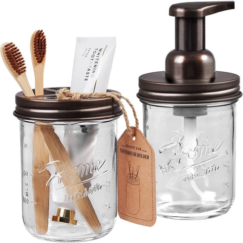 SheeChung Bathroom Accessory Set - Toothbrush Holder, Foaming Soap Dispenser, Dish Soap Dispenser for Bathroom, Kitchen