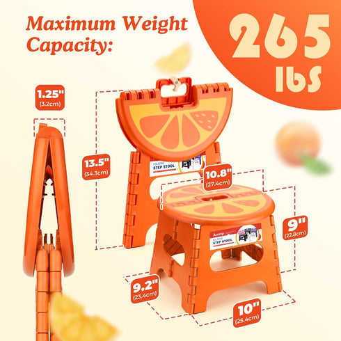 9 Inch, 265 lbs ACSTEP Folding Step Stool Sturdy Collapsible Step Stool Foldable Up to for Kids Toddlers & Adults, Non