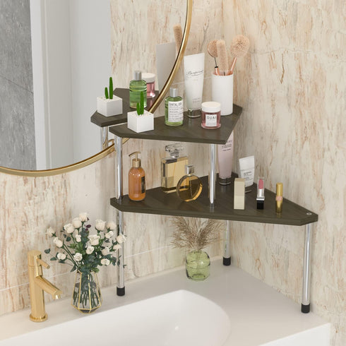 Counter 2 Countertop Counter Weenson Bathroom Organizer Corner Shelf - Tier Bathroom Organization Bamboo Bathroom Sink