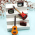 2PCS 1:12 Suartus Mini Musical Instrument Guitar Wooden Bass Guitar Model Display Ornaments for Mini Music Room