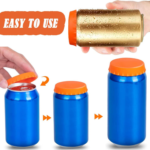 6 Pack 2.1" Silicone Soda Can Lids - Beer Coke Can Covers Spill-proof Food Grade Can Tops for Soda Beverage Energy