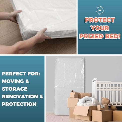 Storage Standard 4-Mil 66 29 7 Inches, Crib Mattress Storage Bag - Waterproof & Reusable Mattress Bags for Moving