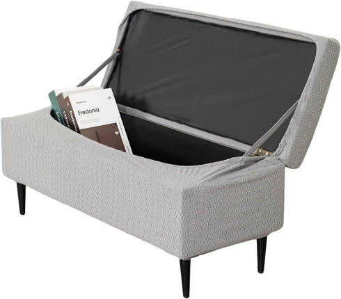 KRFOONN Rectangle Ottoman Covers Stretch Folding Storage Ottoman Bench Cover Printed Storage