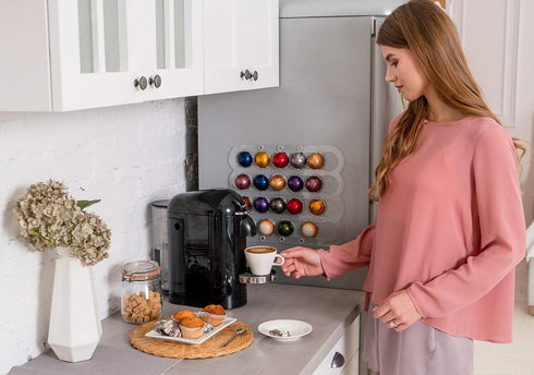 Demi's Home Magnetic Coffee Pod Holder for Nespresso Vertuo Capsules, Transparent Fridge Mount