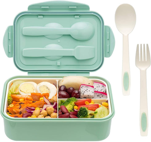 LOVINA Bento Boxes for Adults - 1100 ML Lunch Box for Kids with Spoon & Fork, BPA-Free Materials