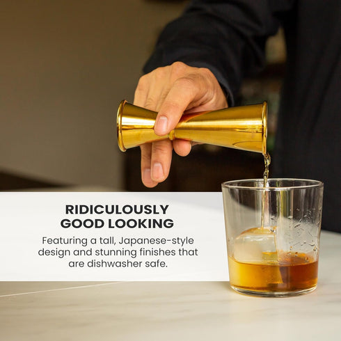 8 304 1 A Bar Above Premium Japanese Jigger, with Measurements Inside, Professional and Heavy-Duty, Stainless Steel