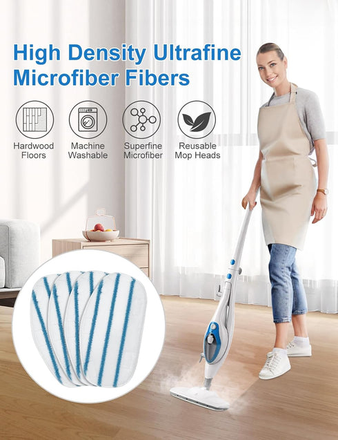 Steam Mop Pads for PurSteam ThermaPro 10-in-1 and 211 Steam Mop Cleaner, Washable Reusable Microfiber Replacement Pads