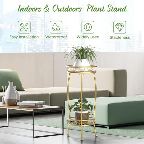 2 26.5" H HOMEXIN Plant Stand Indoor- Tier Metal Tall Plant Stand Flower Stand Holder Heavy Duty Rustproof Plant Shelf