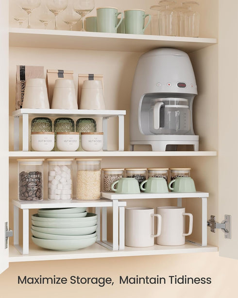 Set 3 Counter UKCS220W01 SONGMICS Cabinet Organizer Shelf, of Kitchen Shelves, Kitchen Storage, Spice Rack, Stackable
