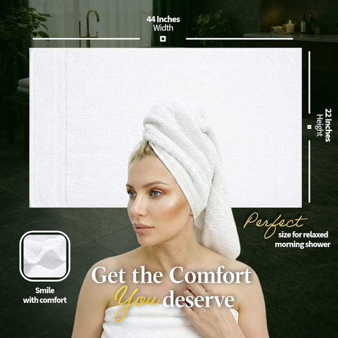 12 Pack 22x44 Set Pearl Linens Economy Cotton Hotel Quality White Bath Towels Quick-Dry, Lightweight, Soft & Absorbent
