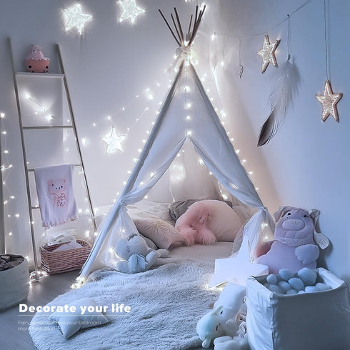 4 Pack 50 16.1ft JMEXSUSS LED Fairy Lights Battery Operated, White Fairy Lights for Bedroom, Silver Wire Twinkle String