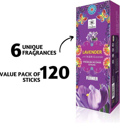 Lavender Incense Sticks Pack of 120, Natural Aromatherapy for Relaxation, Meditation & Air Purifying Gift Set