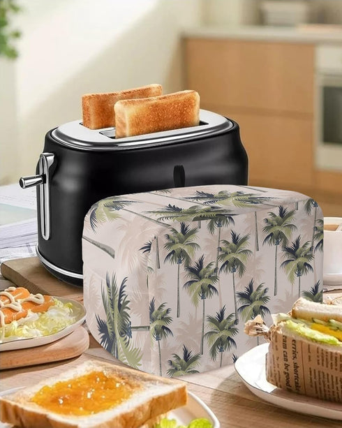Toaster Dust Cover with Pockets, Tropical Plant Palm Tree Summer Beach Soft Washable 2 Slice Cover, Dust-proof