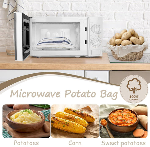 POKULAM 2 Pack Microwave Potato Bag, Reusable Baked Potato Pouch Bag, Reusable Microwave potato Cooker bag (M)