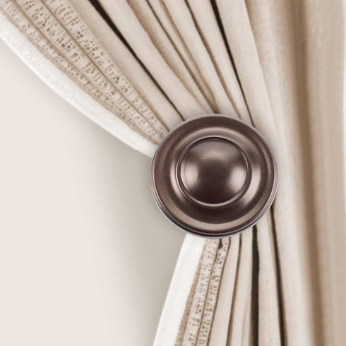 Deco Curtain Tieback Holdback Set of 2 - Spin Medallion Brown Oil Rubbed