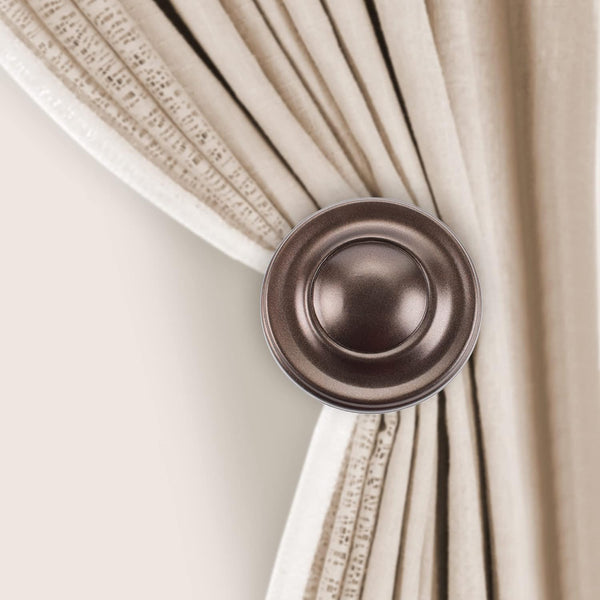 Deco Curtain Tieback Holdback Set of 2 - Spin Medallion Brown Oil Rubbed