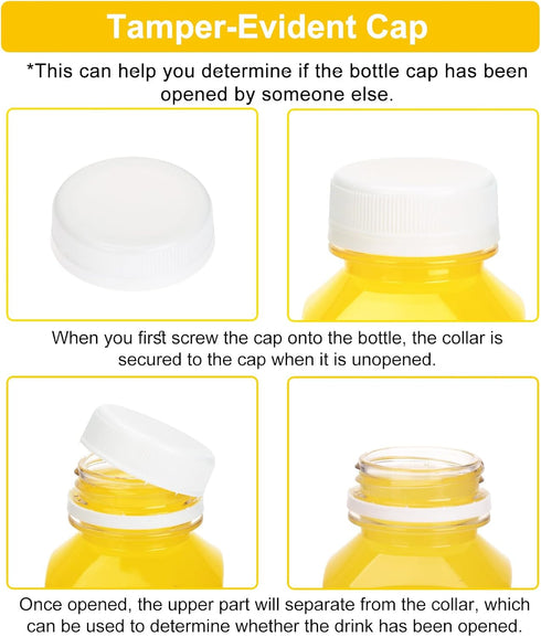 30pcs 8oz SUPERLELE Plastic Juice Bottles with Black and White Caps, Reusable Juice Containers with Lids for Juicing