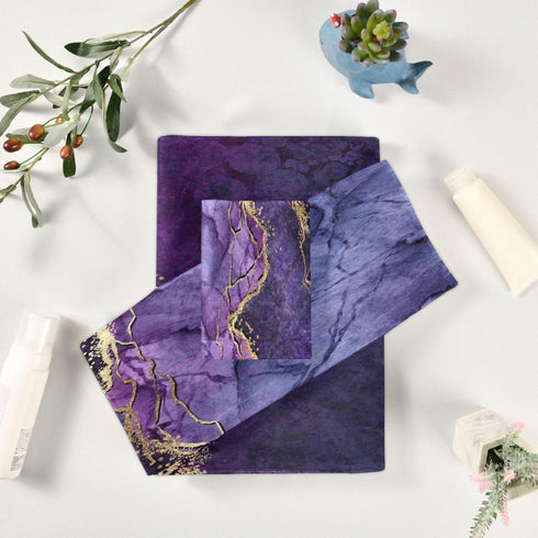 KENADVI Set,Ultra 3 Set Bathroom,1 1 1 Purple Marble Bath Towels Soft Piece Abstract Gold Texture Aesthetic Modern
