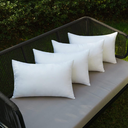 MIULEE Pack of 4 14x22 Outdoor Pillow Inserts, Decorative Water-Resistant Premium Rectangle Pillow Stuffer for Sofa