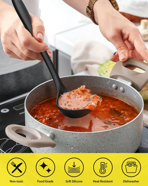 3 Pcs Silicone Kitchen Utensils Set, Nonstick BPA Free High Heat Resistant Cooking Tools for Mixing, Serving