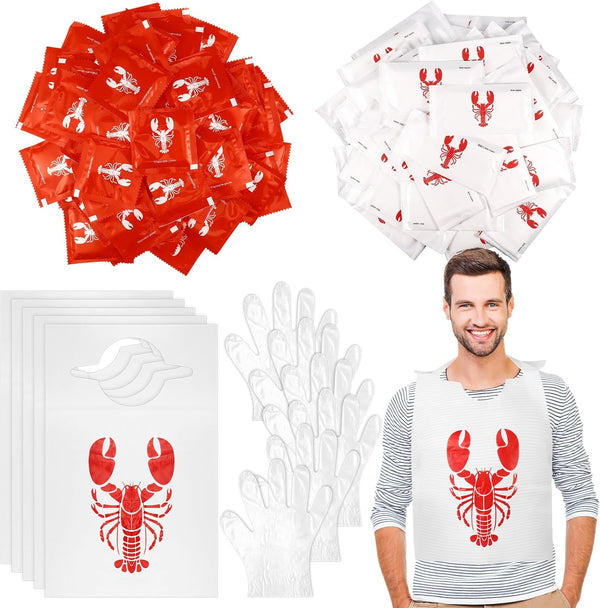 Umigy 200 Pcs Disposable Adults Crawfish Lobster Bibs Boil Seafood Party Supplies