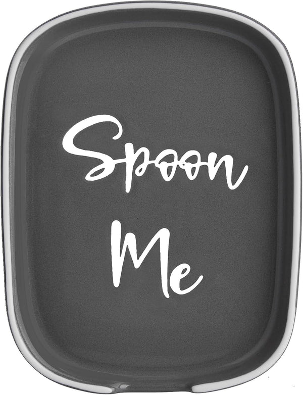 Ceramic Spoon Rest for Stove Top - DAYYET Large Spoon Holder, Heat-Resistant Cooking Utensil Rest, Kitchen Decor, Grey