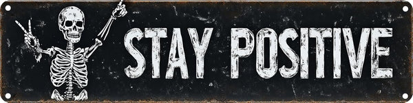 FWBOYSV Stay Positive Metal Wall Sign 4x16in Boho Inspirational Plaque for Bedroom Office