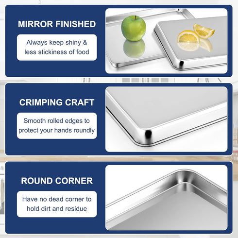 P&P CHEF 16 Inch Baking Cookie Sheet, Stainless Steel Oven Pan Tray for Kitchen, Heavy Duty, 1Pc