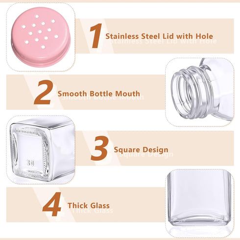 48 Pack 2.7oz Bokon Glass Salt Shaker Bulk with Stainless Lids Small Spice Shaker for Kitchen Restaurants and Catering