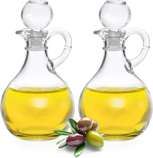 BSTKEY Set of 2 Olive Oil Dispenser Bottle with Stopper, Elegant Style Round