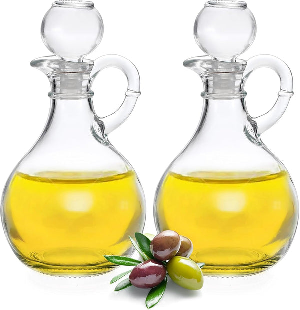 BSTKEY Set of 2 Olive Oil Dispenser Bottle with Stopper, Elegant Style Round