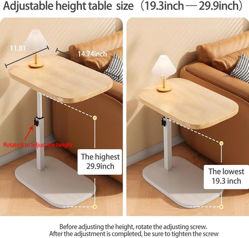 360 Pedestal Adjustable c Table for Small SpacesC Shaped End Table Desktop can Turn and The Height of The Sofa Small TV