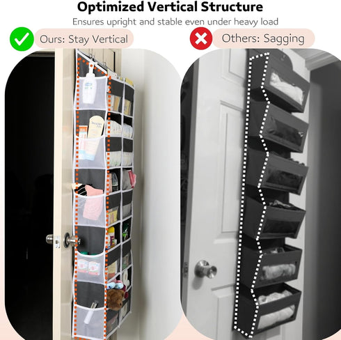 Over the Door Organizer 5 Tiers, Extra Large Storage with 10 Compartments, 50 lbs Capacity for Closet, Diaper Organizer