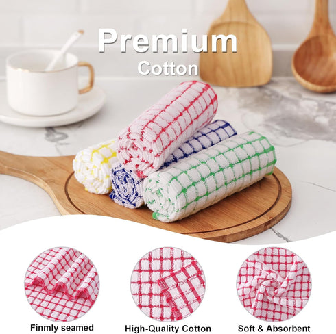 12 Pack Sets, 16 25 Inch 12 12 Inch Kitinjoy Cotton Kitchen Towels and Dishcloths x & X Dish Towels Bulk, Super Soft