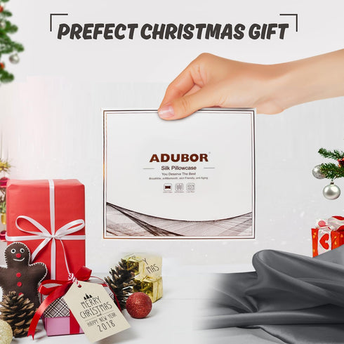 Adubor Silk Pillowcase, Mulberry Silk Pillow Case, 23 Momme 6A Grade Fibers, 900 Thread Count, Standard 20''×26'',