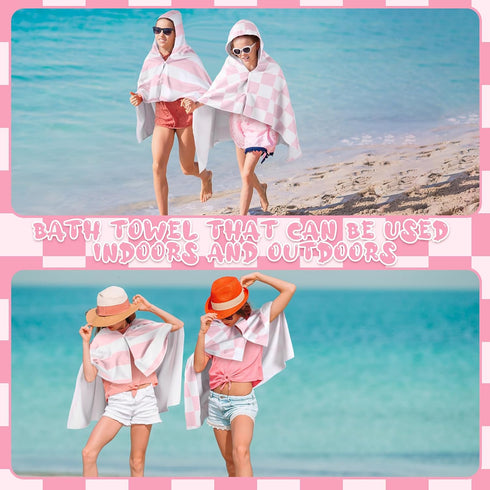Mindsoft 2 50" 30" 3-12 Swimming 2 Pcs Kids Hooded Bath Towel x Soft Pink Hooded Beach Towels Absorbent Microfiber