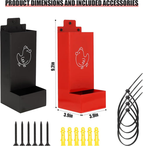 WHXE MNHEE Feeder,2 Pack 5-6 Automatic Chicken Grit Metal Hanging Chicken and Poultry Feeder,No-Waste Design,Easy