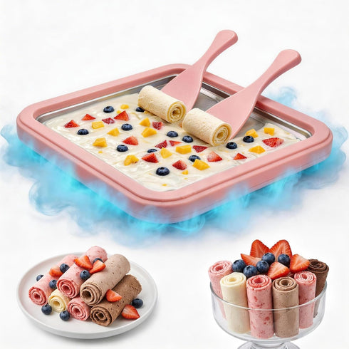 Rolled Ice Cream Maker,304 Stainless Steel Instant Ice Cream Machine with Ice