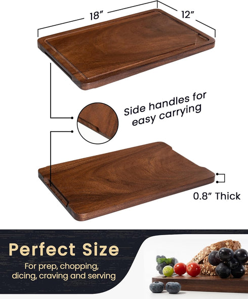 Countertop, 18x12 inch Axeman Walnut Wood Cutting Board with Juice Groove for Kitchen Tick American Black-Walnut Wooden