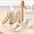 Container,15 Pack 1 Sugar Jar Glass Salt Ounces Clear Airtight Caning with Bamboo Lid and Spoon Scoop, Storage