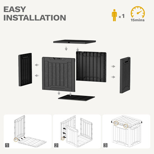 30 DWVO Gallon Deck Box Outdoor Storage Box, Lockable Outside Storage Bin for Gardening Tools, Patio Cushions